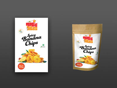 spicy banana chips label design
